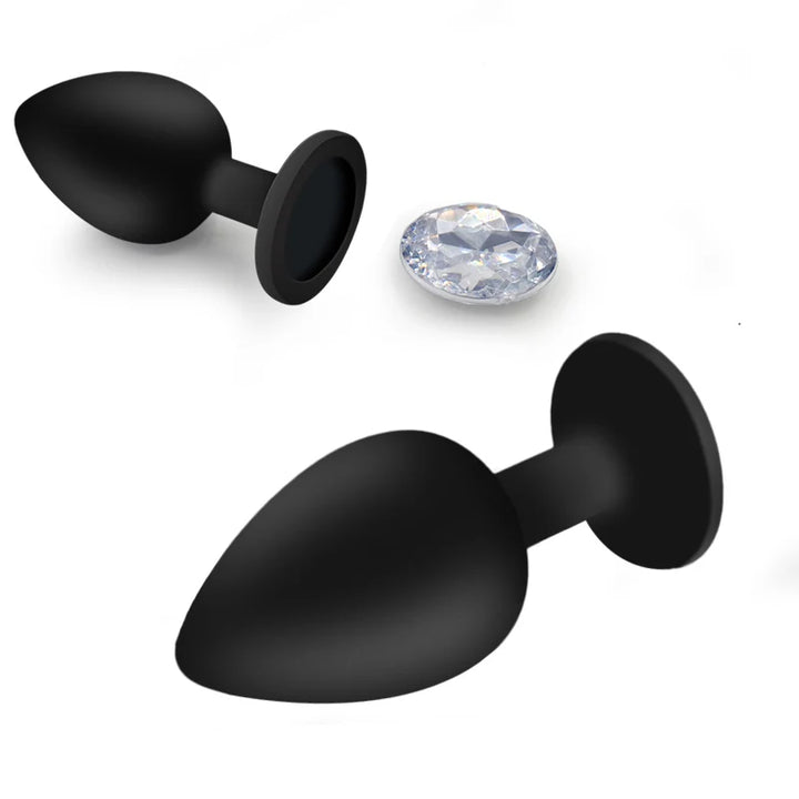 Silicone Butt Plug With Crystal Jewelry