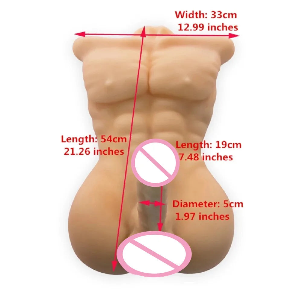 3D Man Half Body Realistic Big Long Dildo