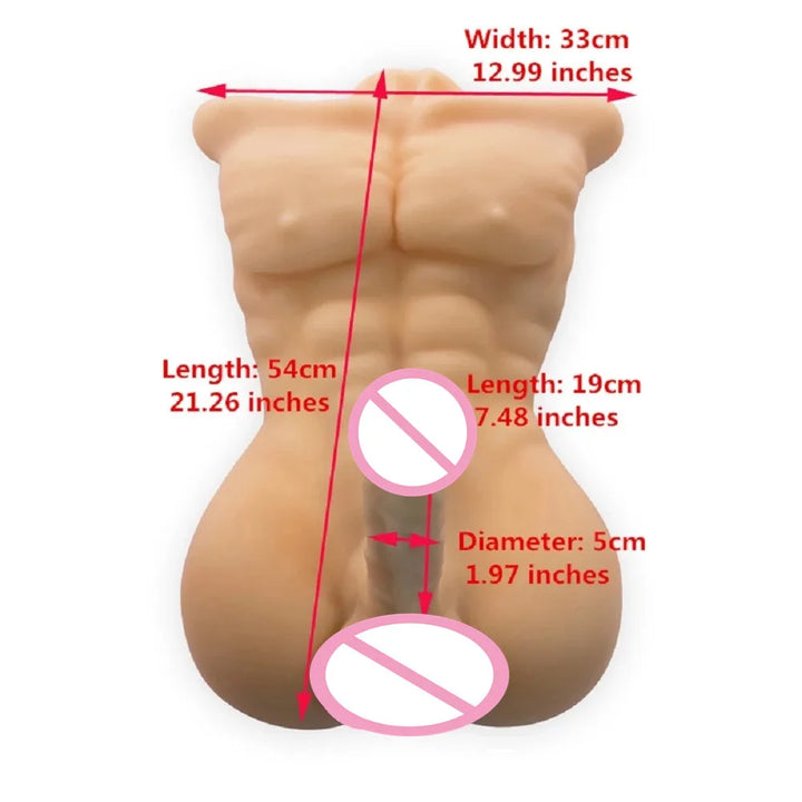 3D Man Half Body Realistic Big Long Dildo