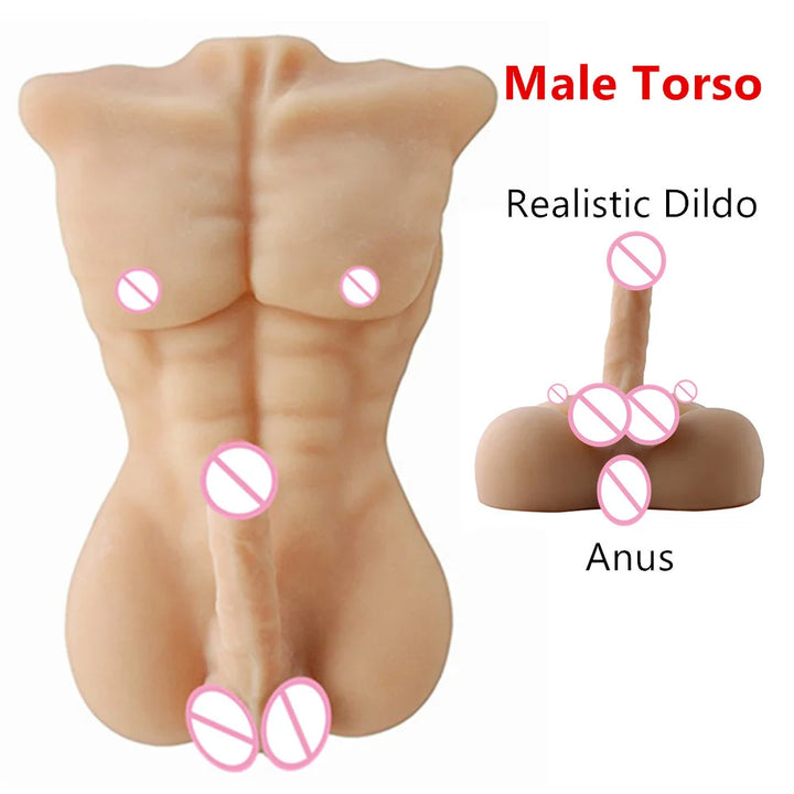3D Man Half Body Realistic Big Long Dildo